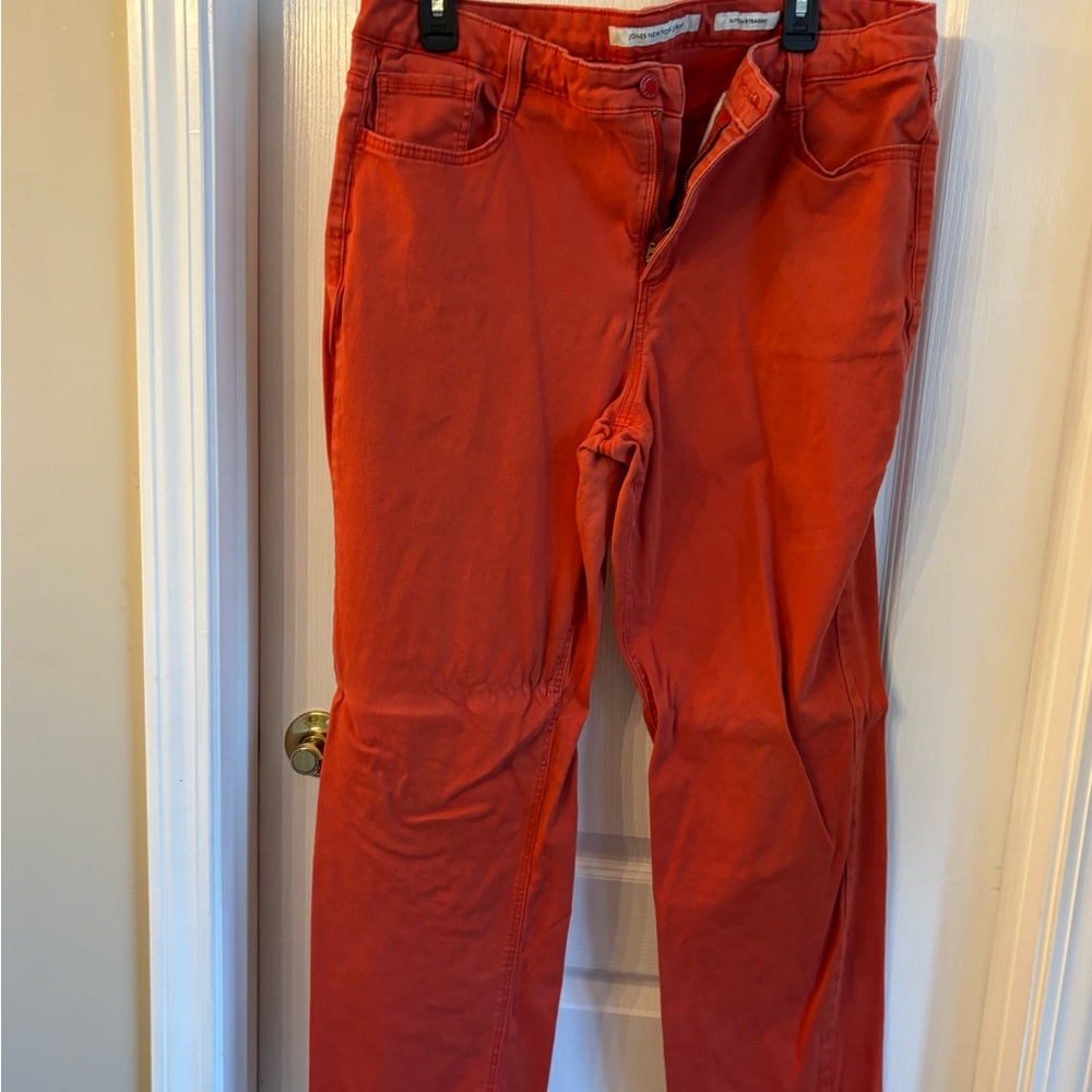 Jones New York Women's Vibrant Red Straight Leg Jeans